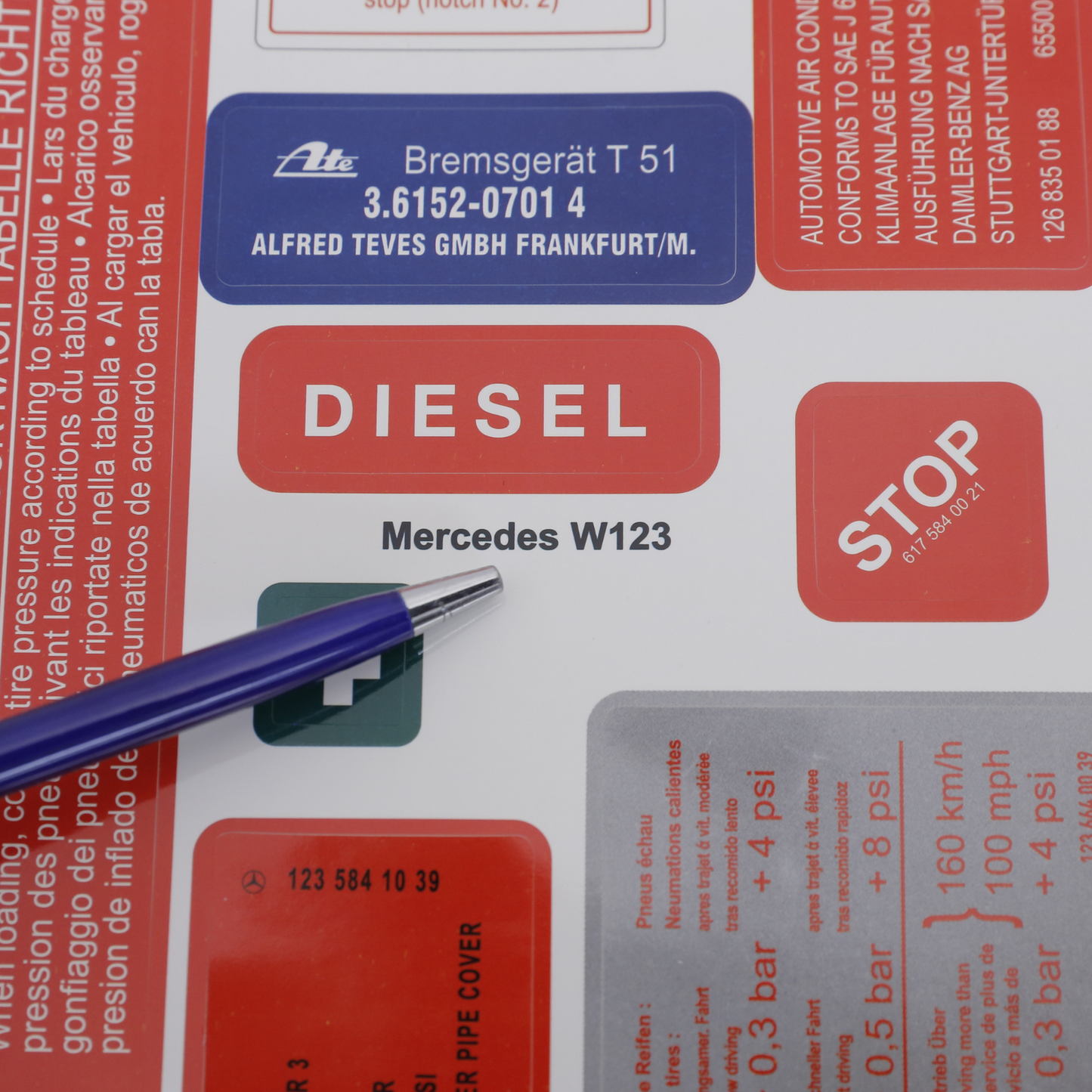 Stickers Decals Set Best Quality for Mercedes W123