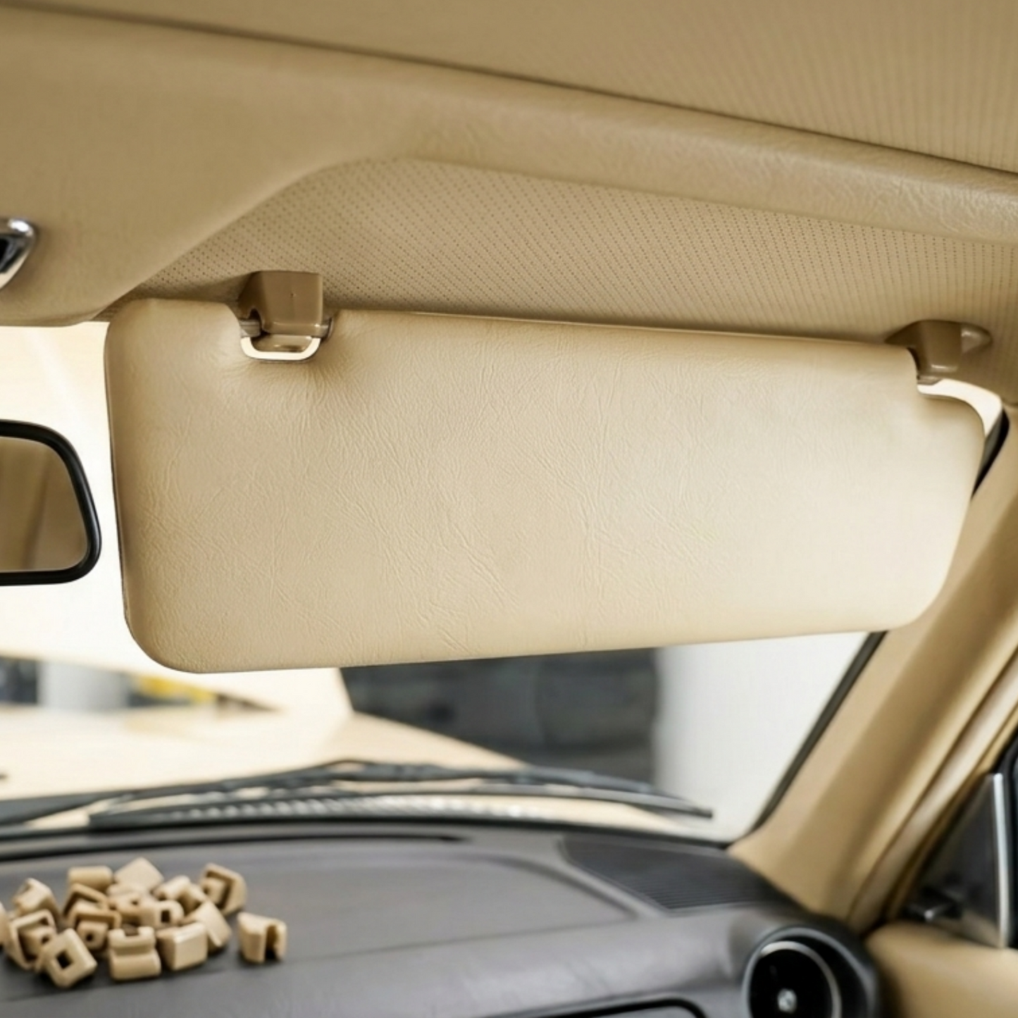 Interior Sunvisor Clip Beige 2x for Mercedes W123 W124 W126 W201 190e 1268100012