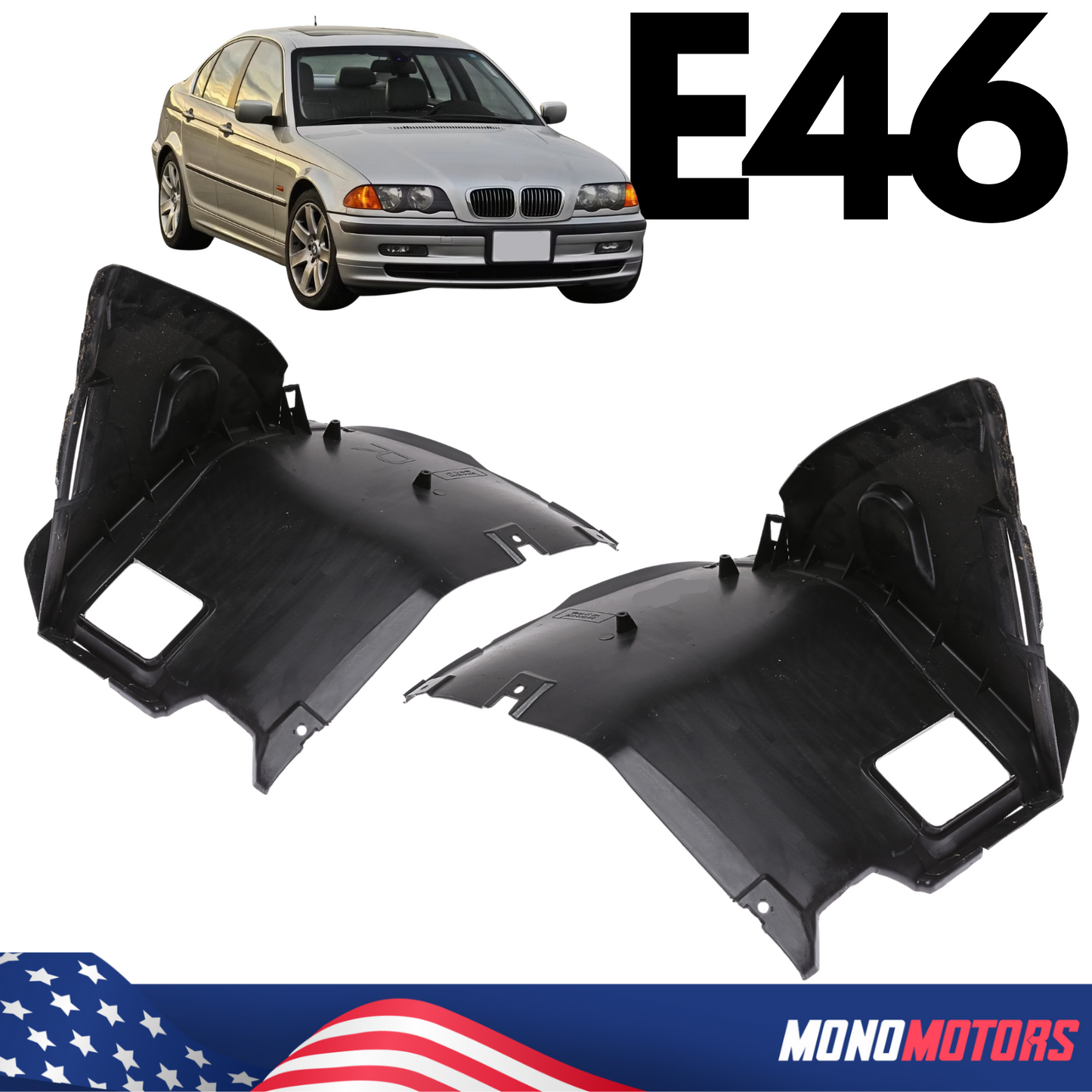Fender Liner Splash Shields for BMW E46 Front Left & Right Pair Wheel Arch Inner