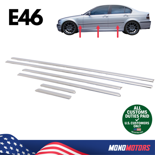 BMW E46 Chrome Coated Self-adhesive Trim 6pcs Door Line Body Molding Side