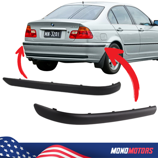 BMW 3 E46 Sedan 1998 - 2001 Rear Upper Bumper Molding Trim Pair L+r Textured