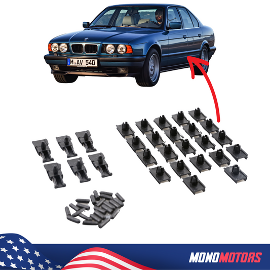 Clips Set for BMW E34 Door Body Trim Molding 51131946258 28pcs