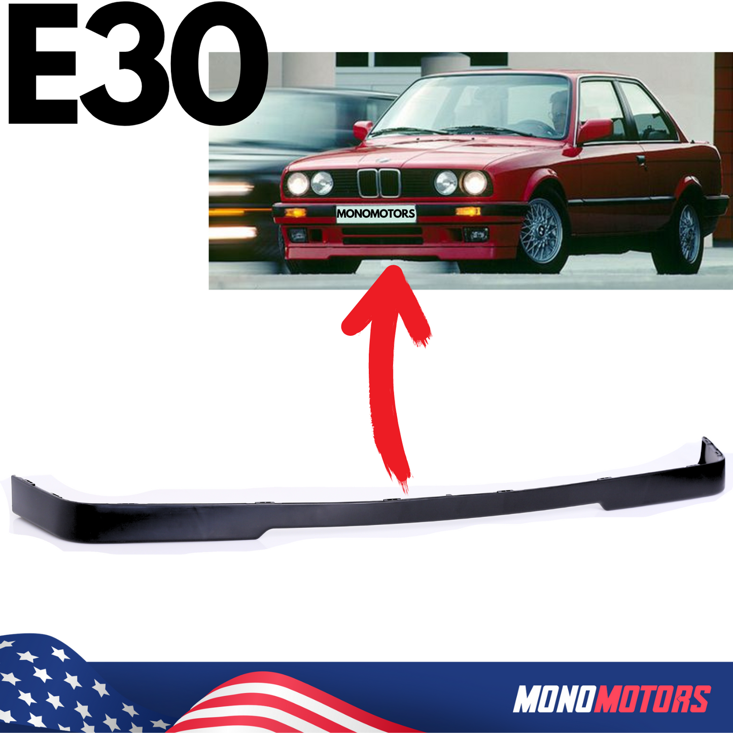 BMW E30 Front Bumper Lip Spoiler 1988-1992 3 Series M-tech Style Unpainted