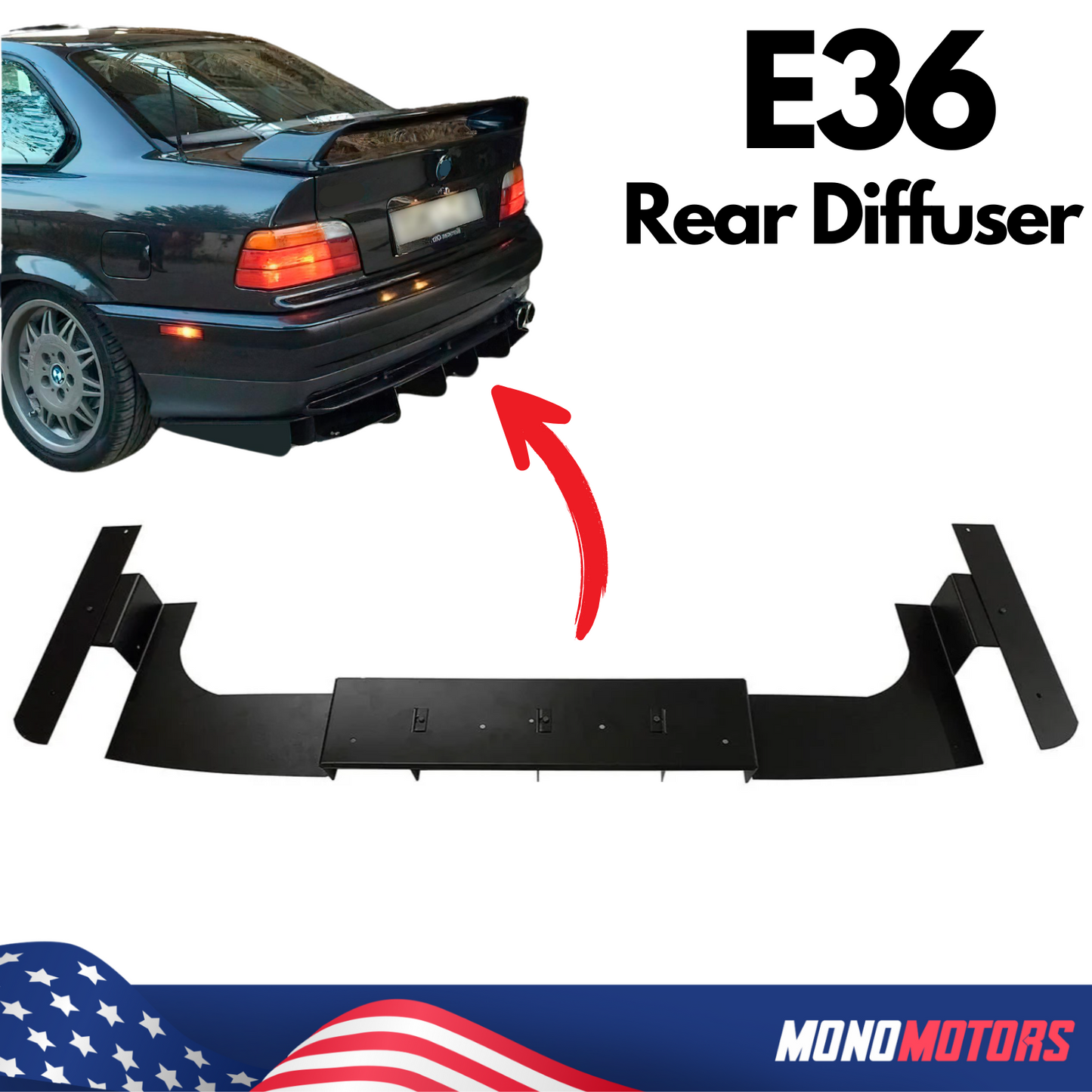 Metal Rear Diffuser for BMW E36 – Sedan Coupe Cabrio