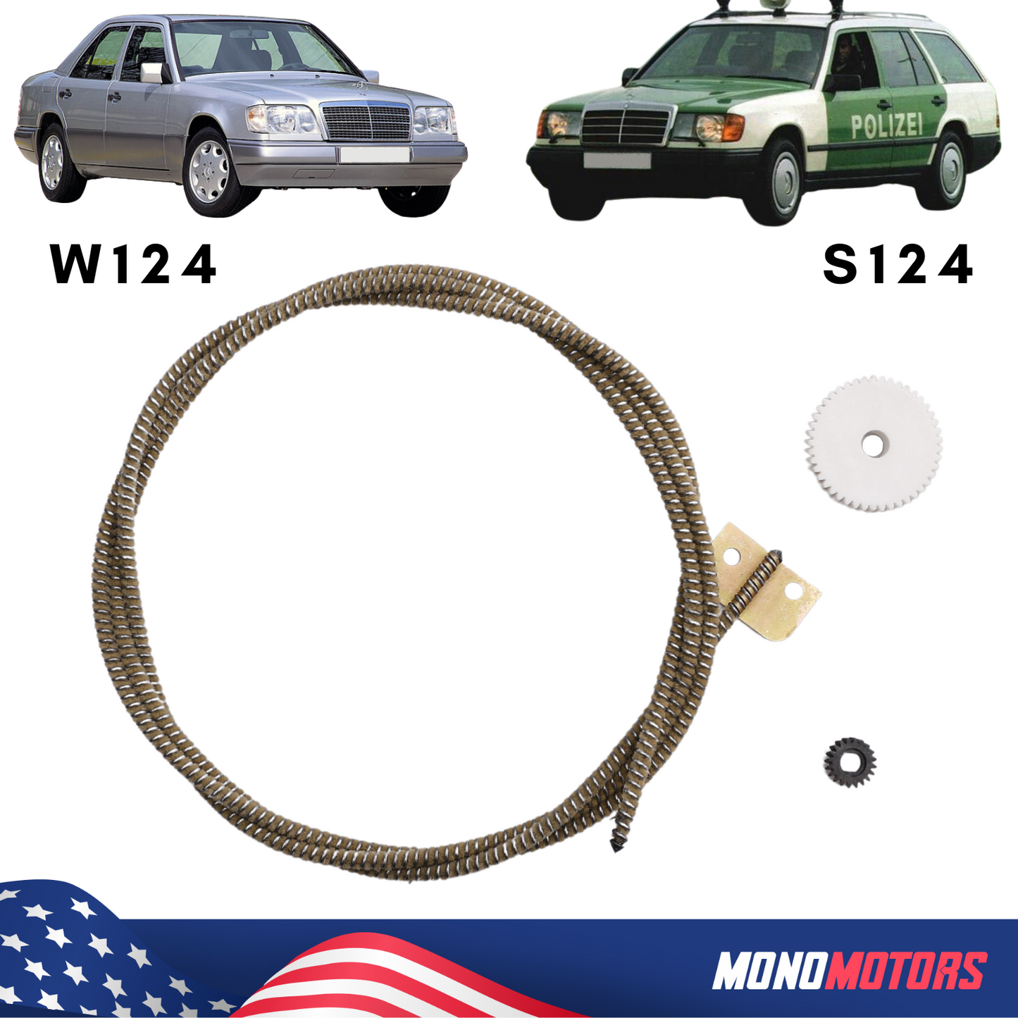 Sunroof Wire for Mercedes-benz W124 E200 E220 S124 W201 Sunroof Cable with Gears