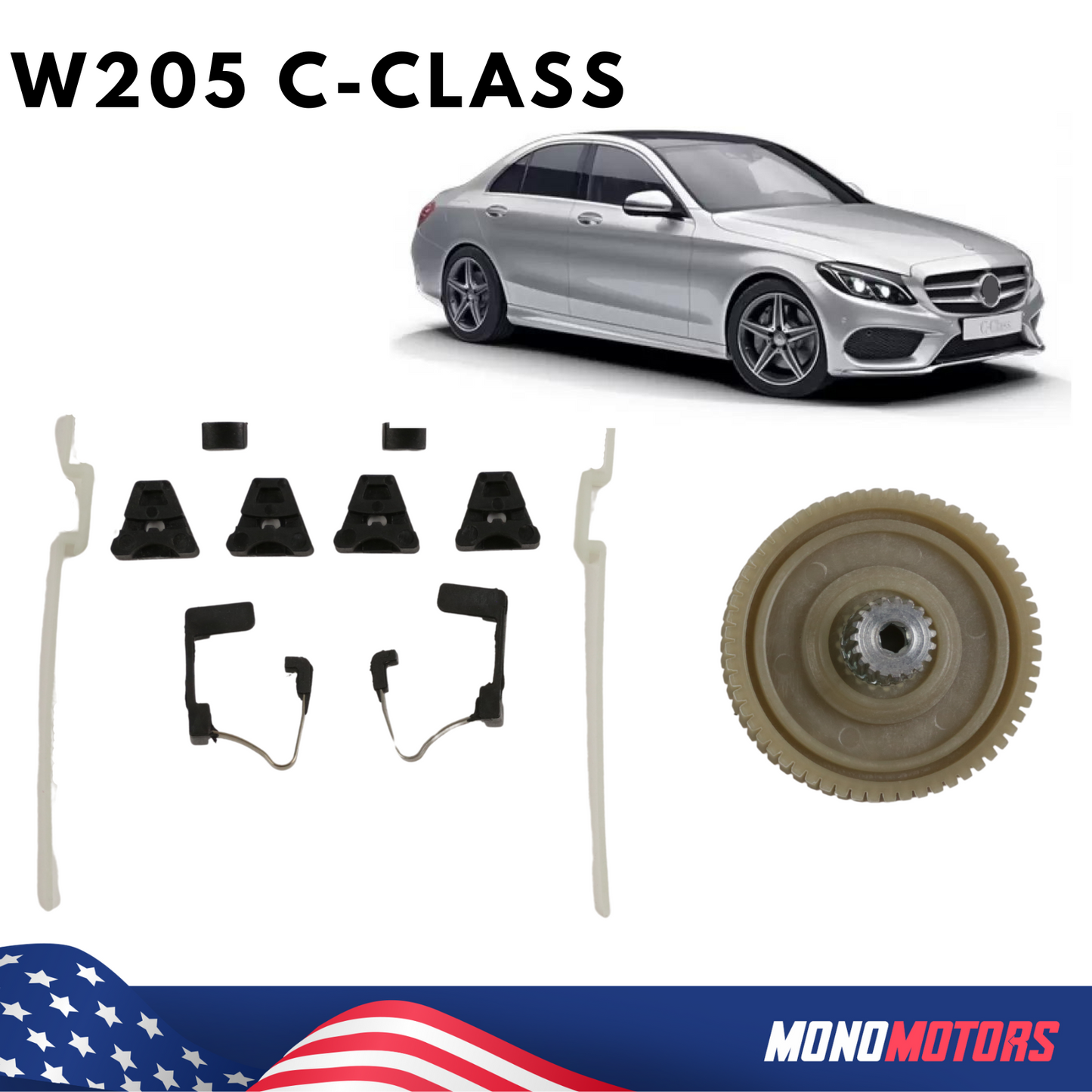 Mercedes W205 Sunroof Repair Kit Motor Gear and Clips C-CLASS C160 C180