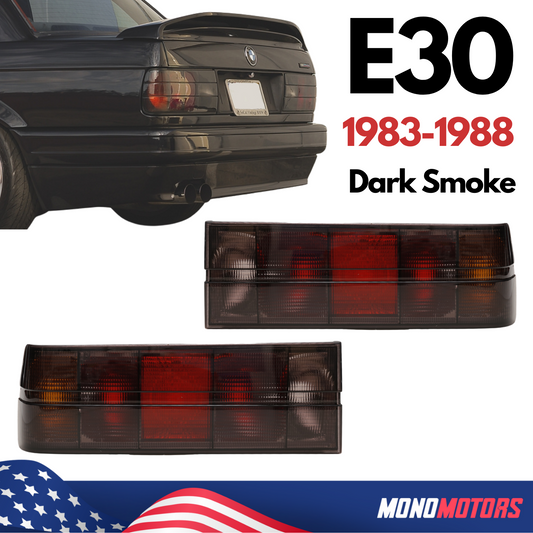 BMW E30 Smoked Tail Lights Early MHW Style Rear Lamps 1983–1988 Pair Set