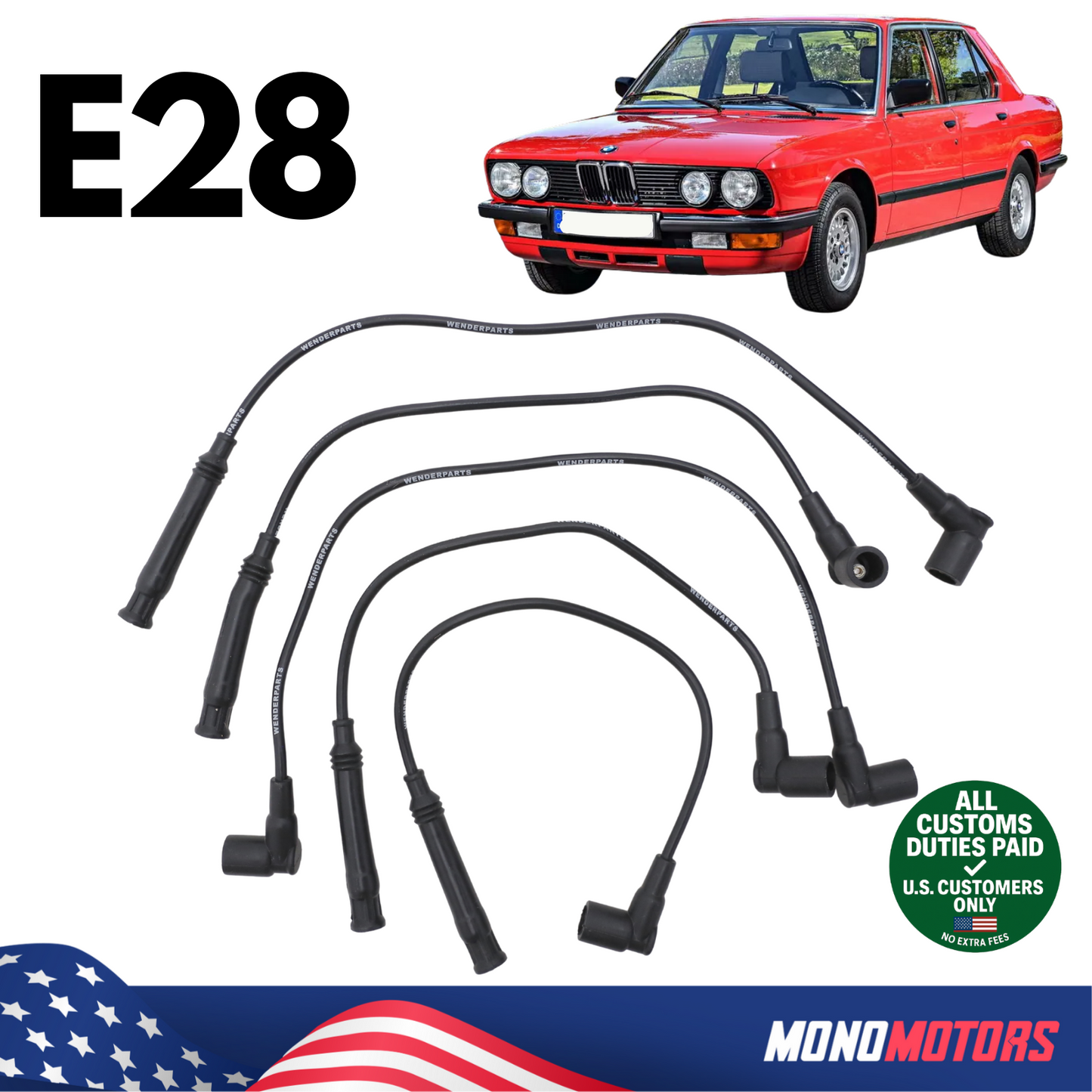 Ignition Spark Plug Wire Cable Set for BMW E28 M10 Engine OEM 12121705697