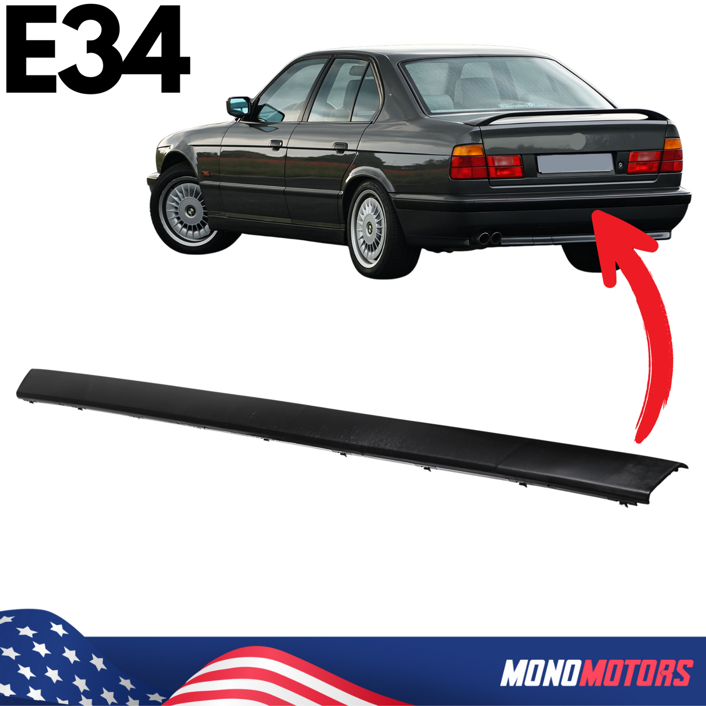 Rear Bumper Moulding Trim BMW 5 Series E34 1987-1996 51121944184 Impact Band