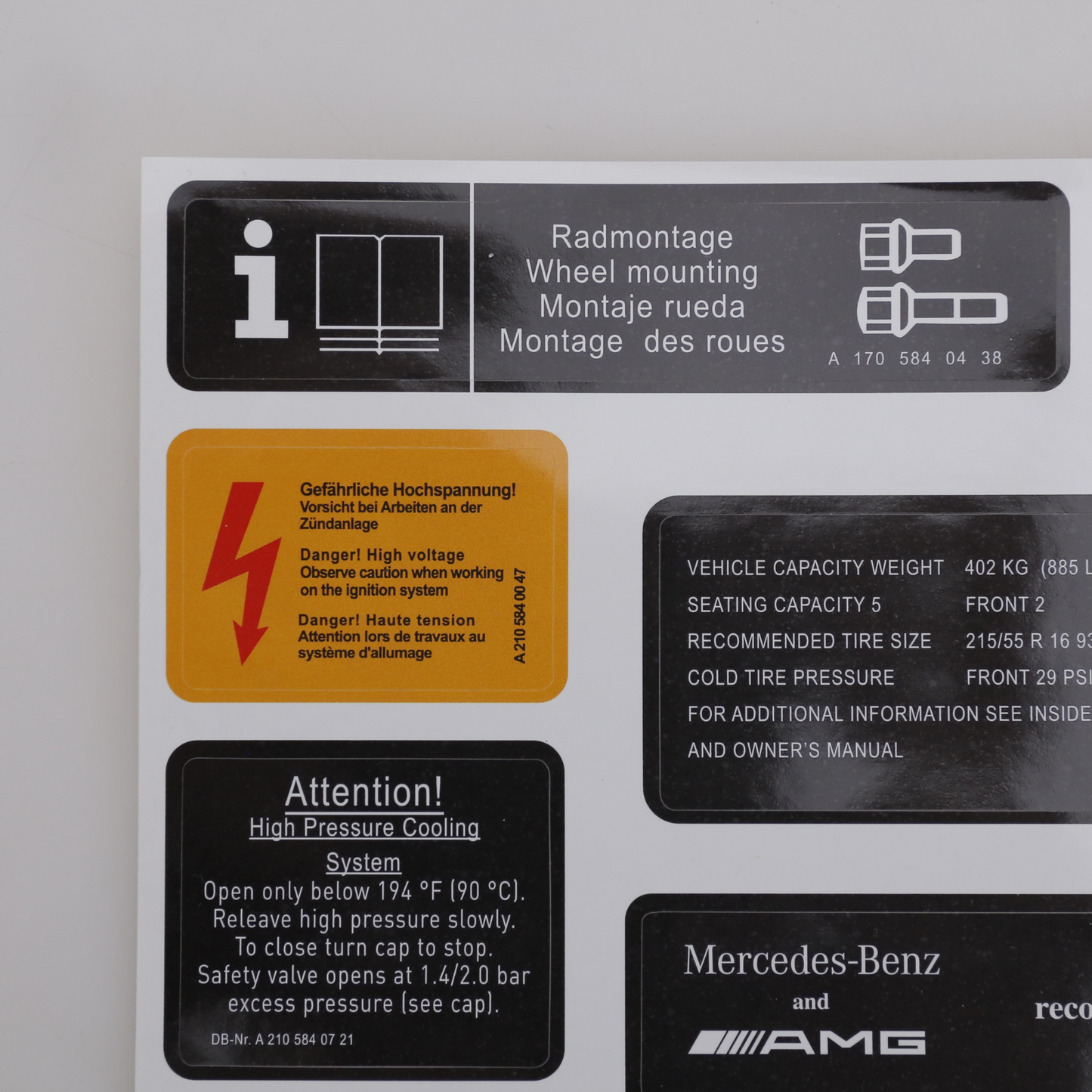 Stickers Decals Set Best Quality for Mercedes W210 E Class All Models