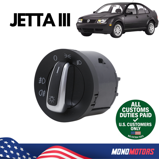 Headlight Switch Chrome 10 Pin for VW Jetta III OEM 3C8941431C