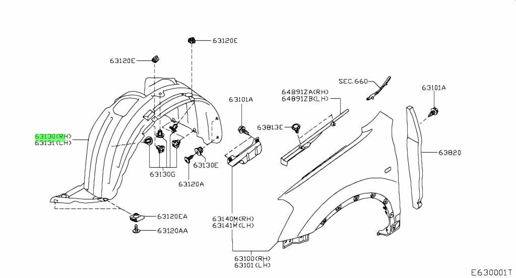 Front Fender Liner Set for Nissan Qashqai 2007-2010