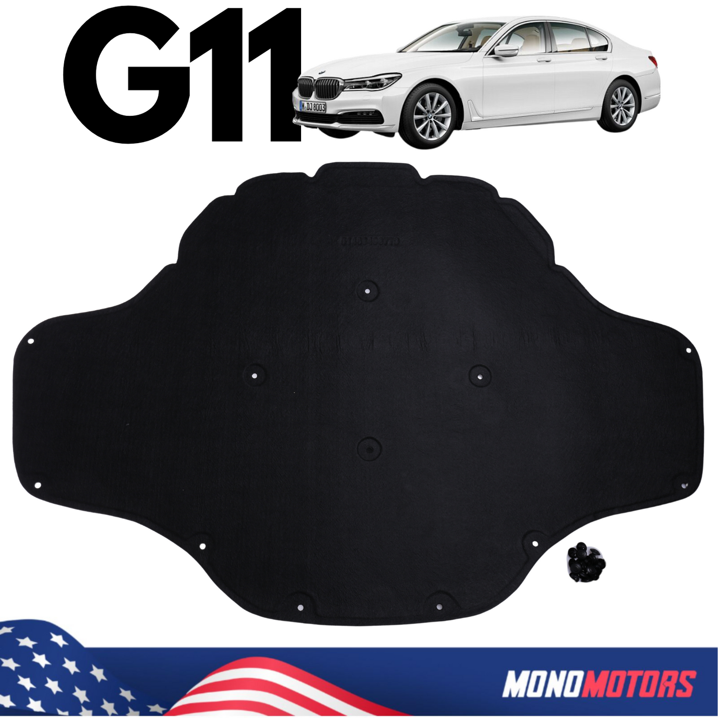 Sound Insulating Engine Hood for BMW G11 G12 Lci 7 Series Hood Liner Panel Clips
