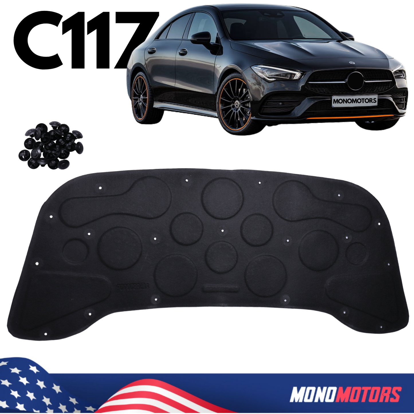 Sound Insulating Engine Liner Hood for Mercedes-benz C117 X117 Cla Class W/clips
