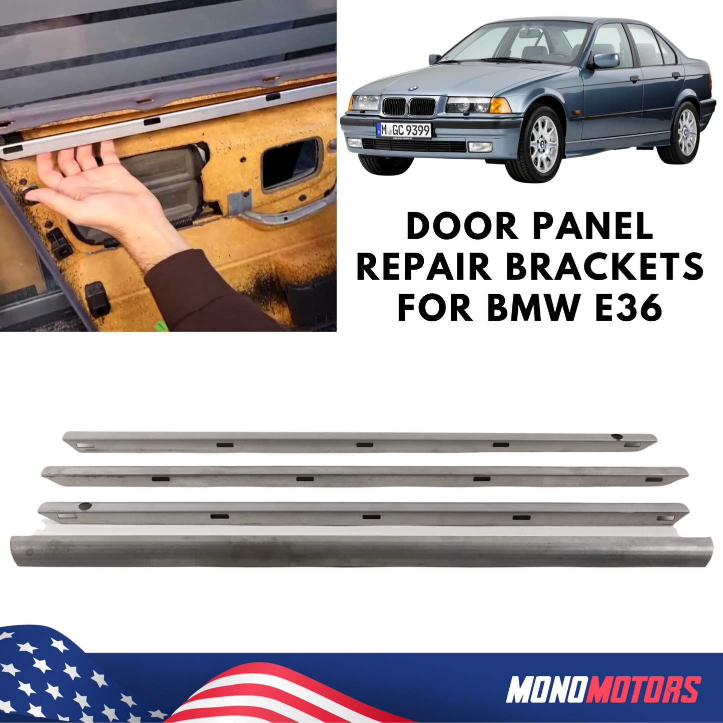Door Panel Repair Brackets for BMW E36 Sedan Watch the Video