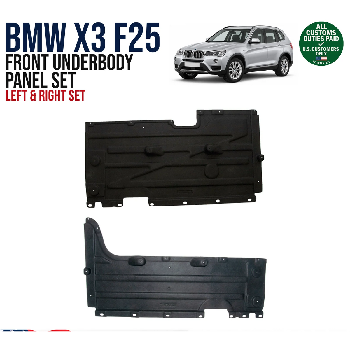 Front Underbody Panel L+r for BMW X3 F25 OEM 51757213671 51757213672