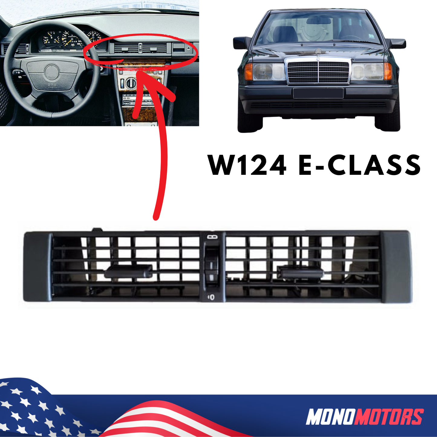 Front Center Console Grille Middle Vent Interior Fit for Mercedes W124 E Class