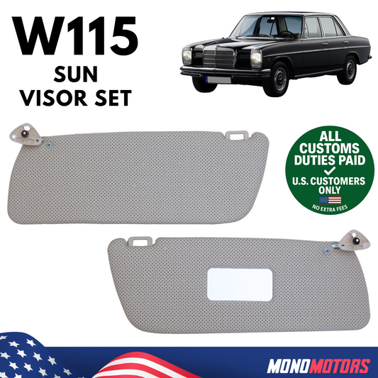 Sun Visor Set for Mercedes W115 Beige Perforated with Vanity Mirror_pair