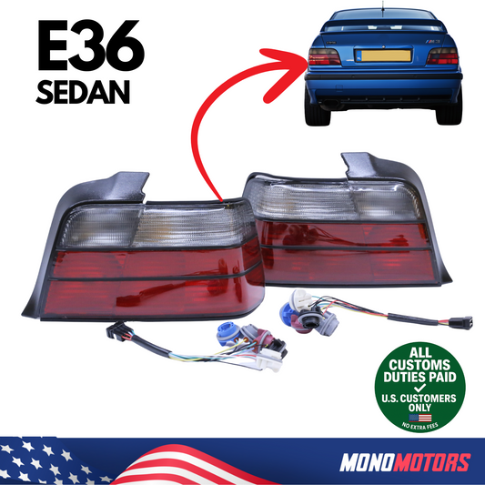 Rear Tail Light Set Smoke for BMW E36 Sedan 1991-1998 63219403099 63219403100