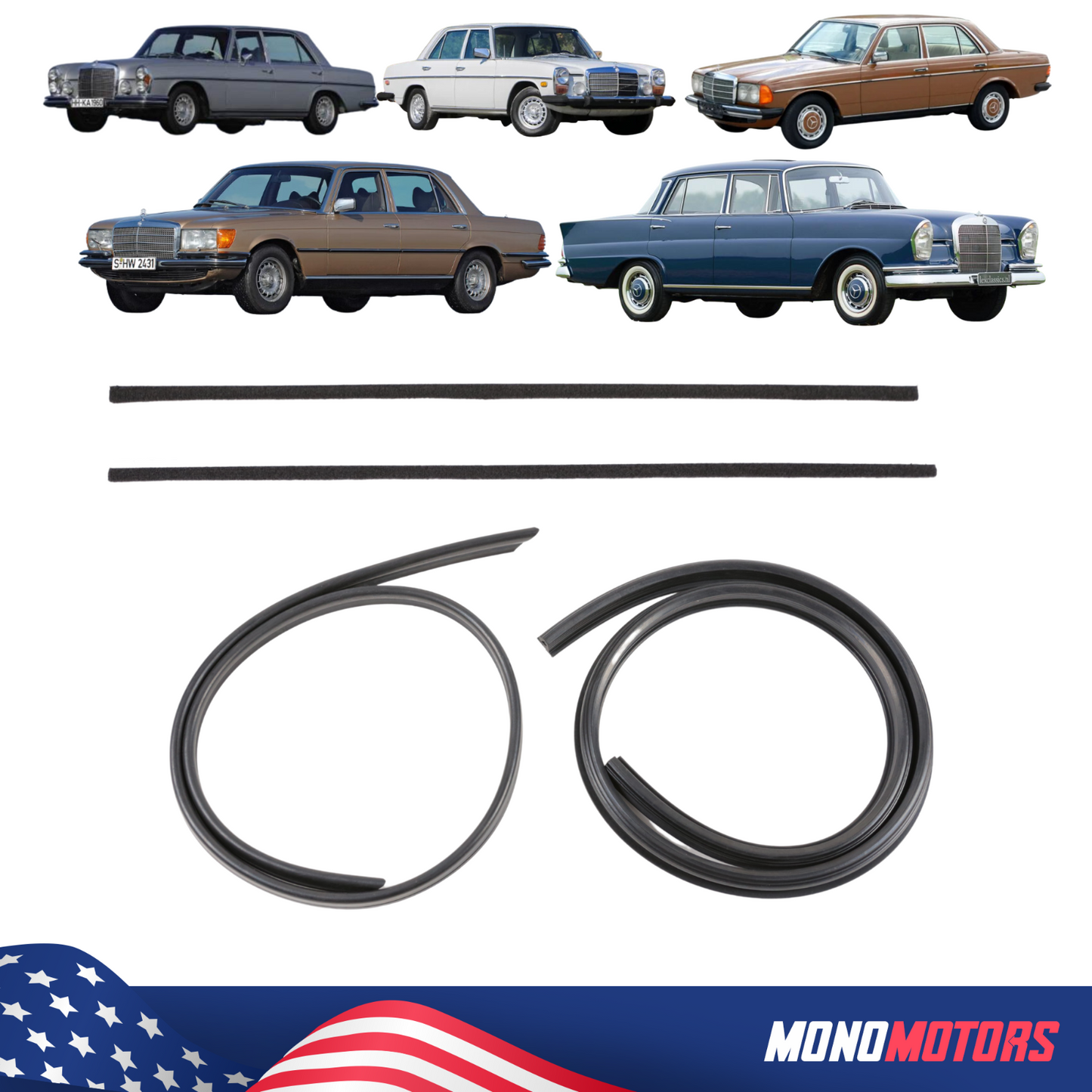 Sunroof Seal & Metal Brush for Mercedes Manuel Sunroof Rubber Gasket 4pcs 40cm