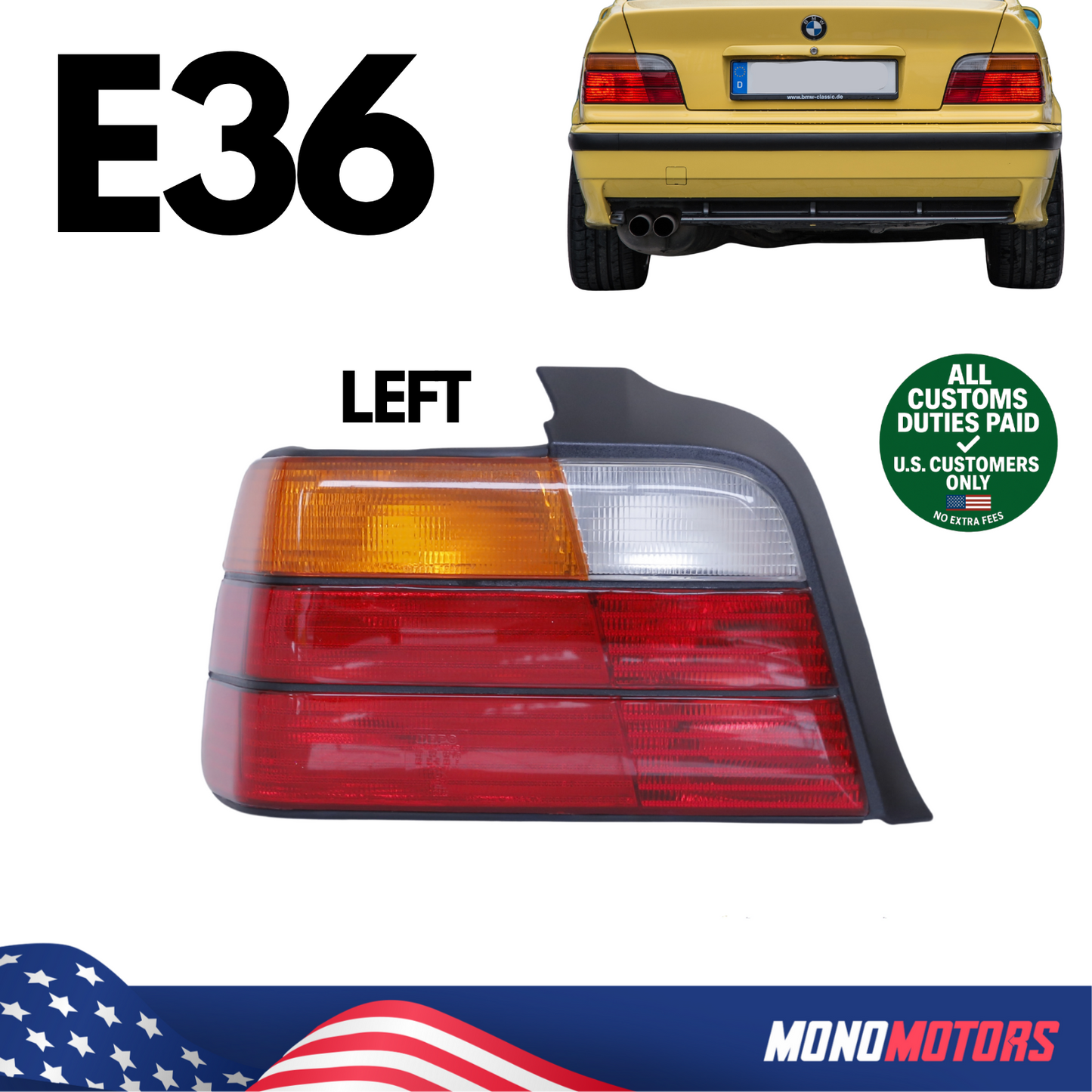 Rear Tail Light Left for BMW E36 Sedan 63211387361