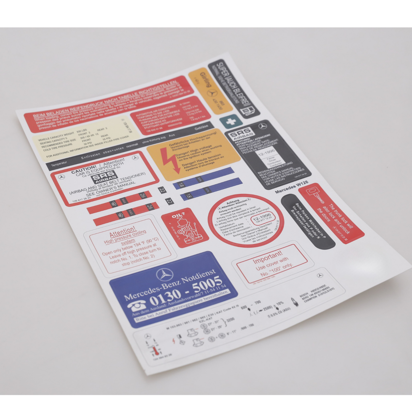 Stickers Decals Set Best Quality for Mercedes W126