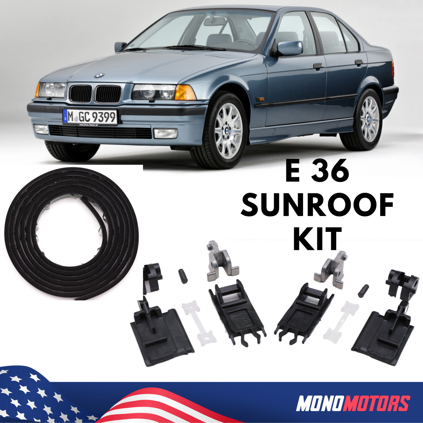 13 Pcs Sunroof Repair Kit with Seal Gasket for BMW E36