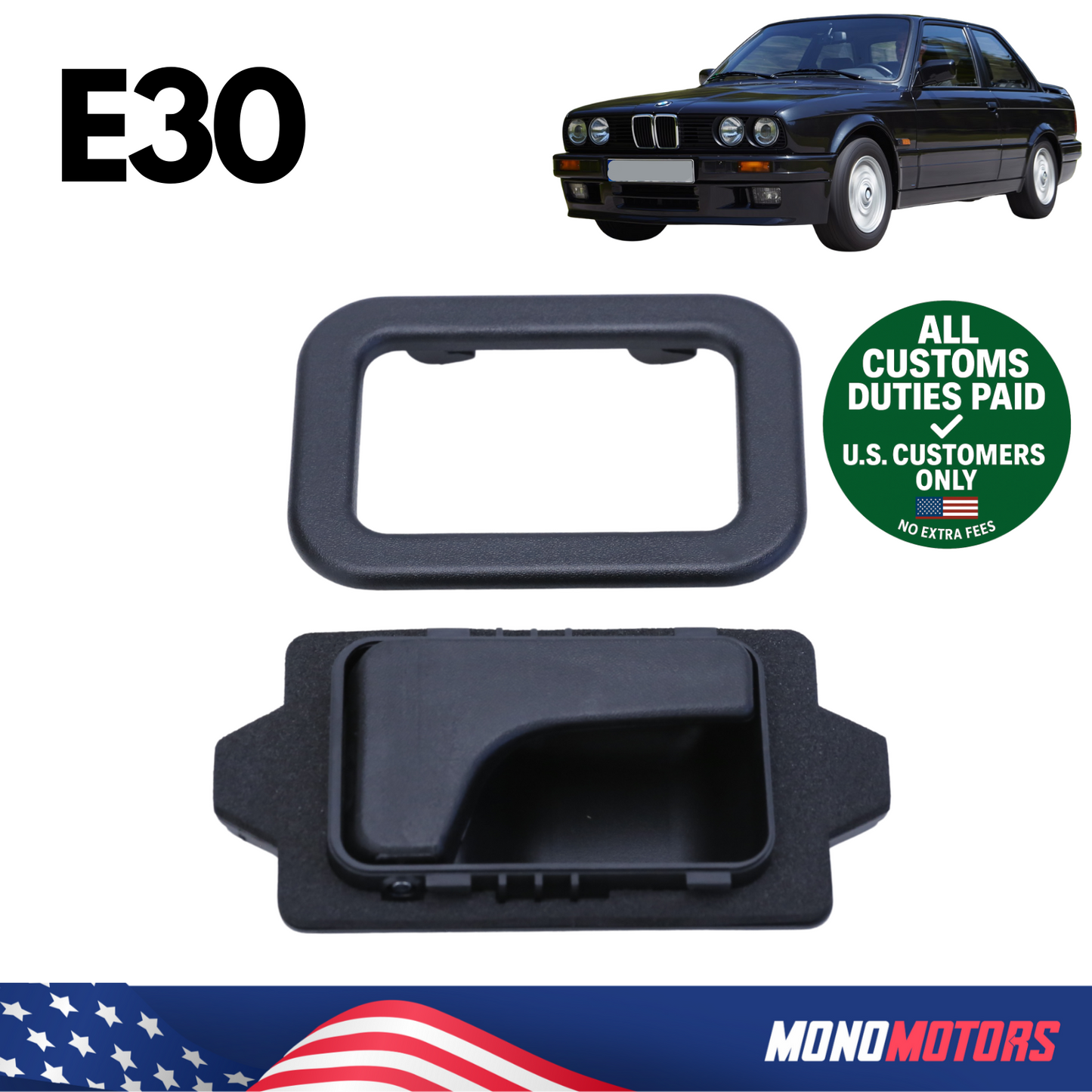 Right Inner Door Handle with Frame for BMW E30 OEM 51211926306 51211876043