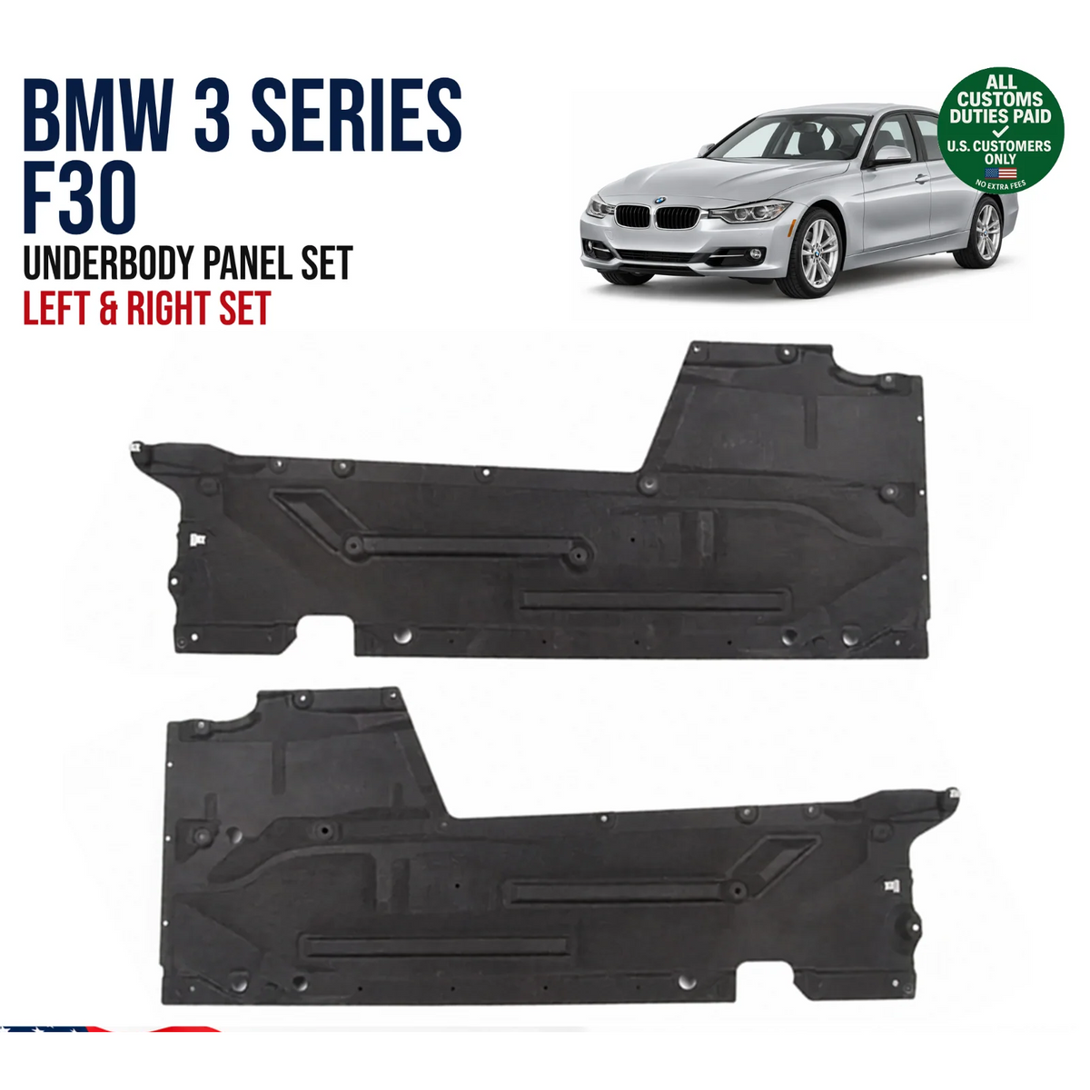 Side Underbody Panel Left Right for BMW F30 F30 Lci OEM 51757241833 51757241834