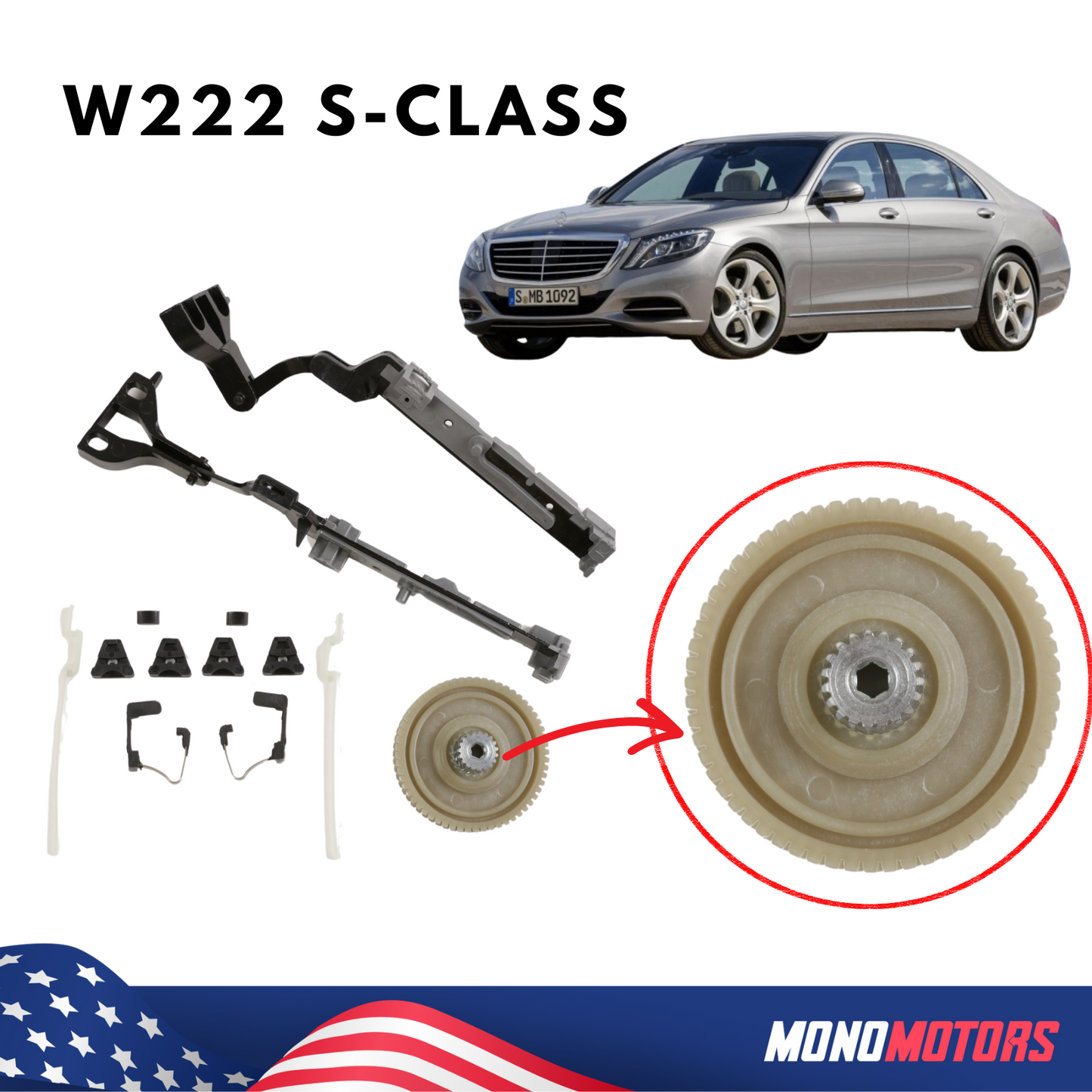 Sunroof Bracket for Mercedes W222 S-CLASS Gears W/clips Replacment