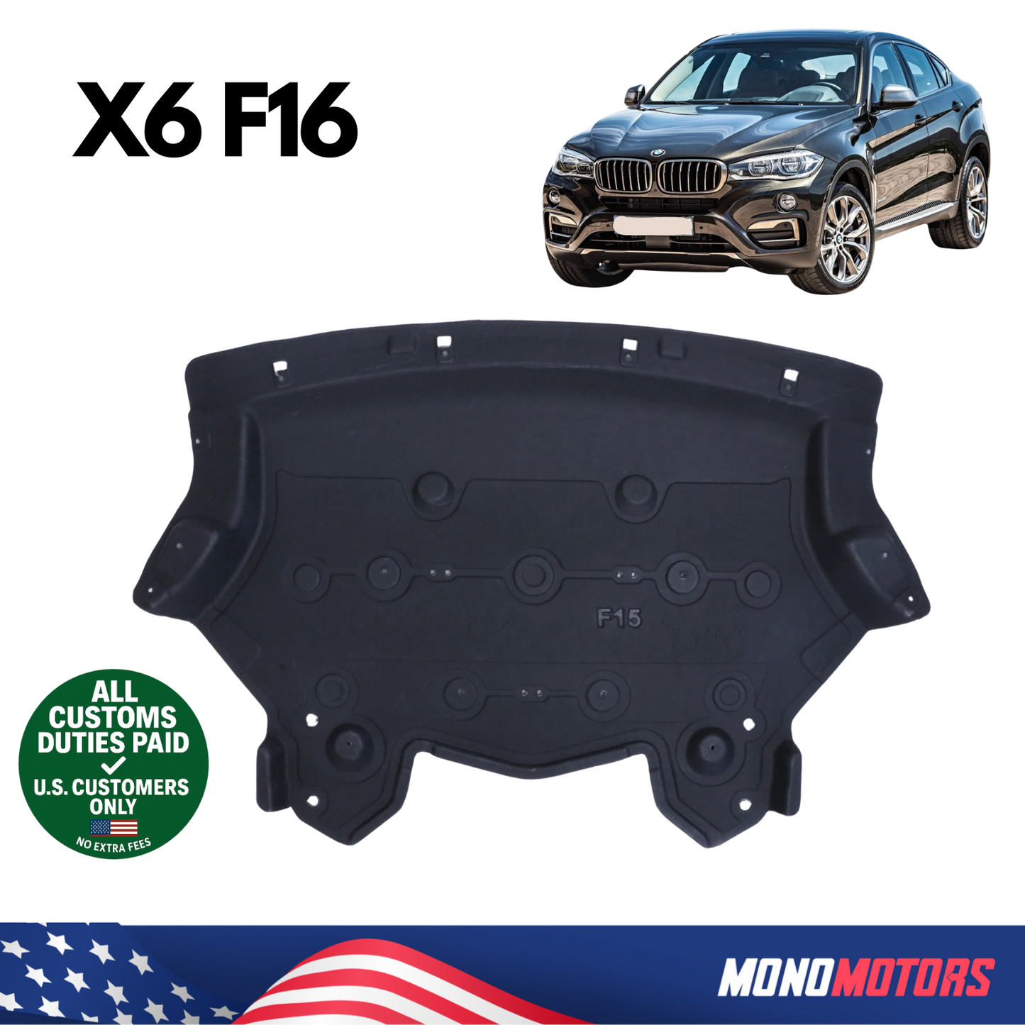 Engine Splash Shield Felt Undertray for BMW X6 F16 2014-2019 OEM 51757290659