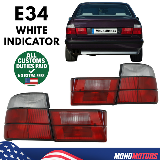Rear Tail Light Set for BMW E34 1987-1995 White Indicator Clear Style Pair