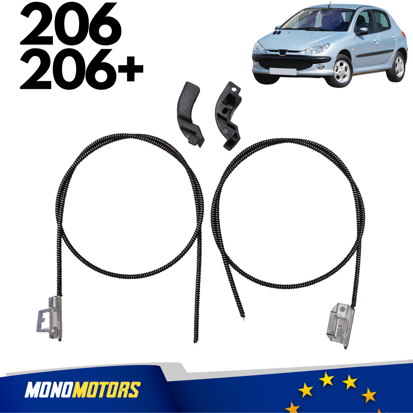 Peugeot 206 206+ Sunroof Cables & Sunroof Guide Rail Clips (4 Pcs Total)