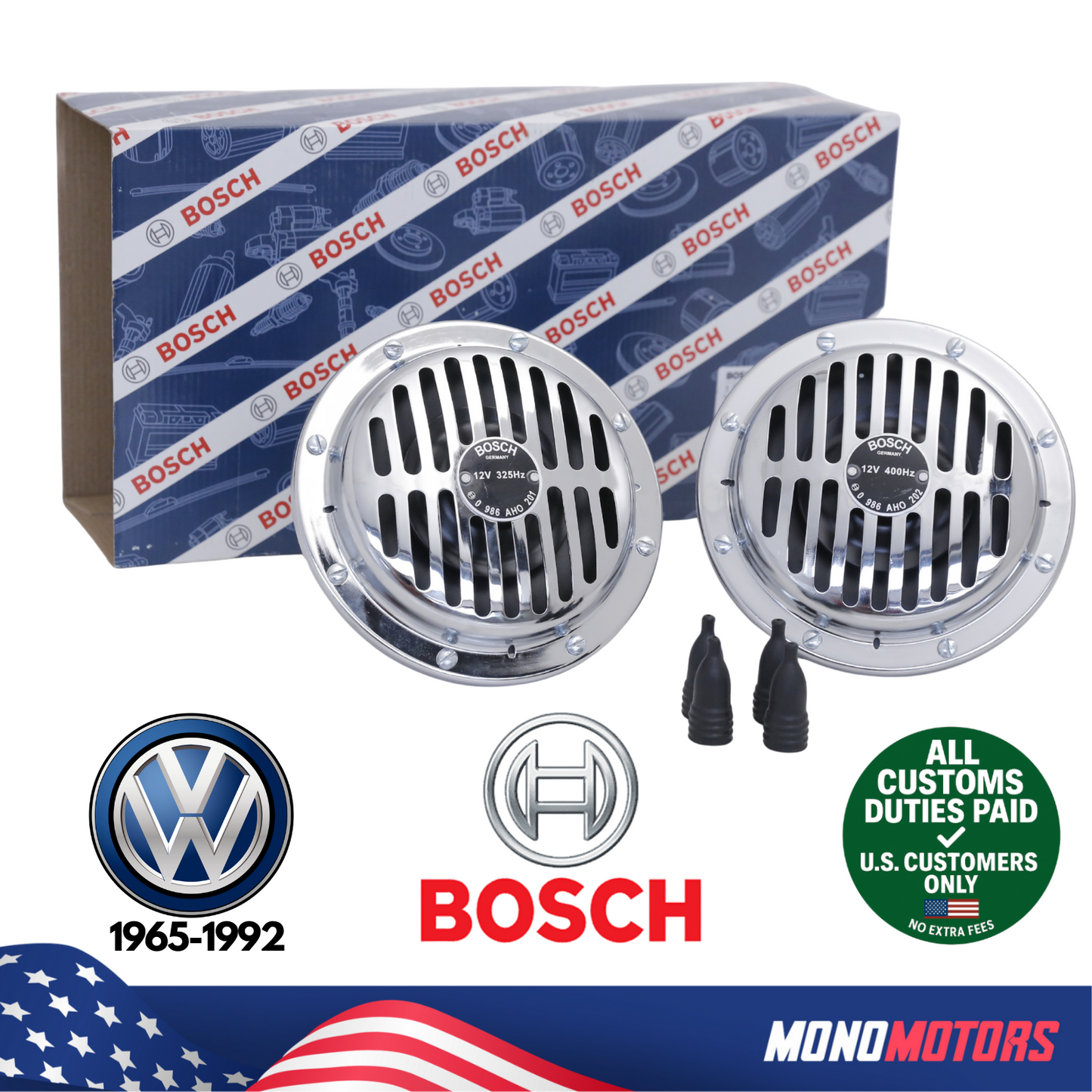 Bosch Vintage Air Horn Set for Volkswagen 0986AH0203