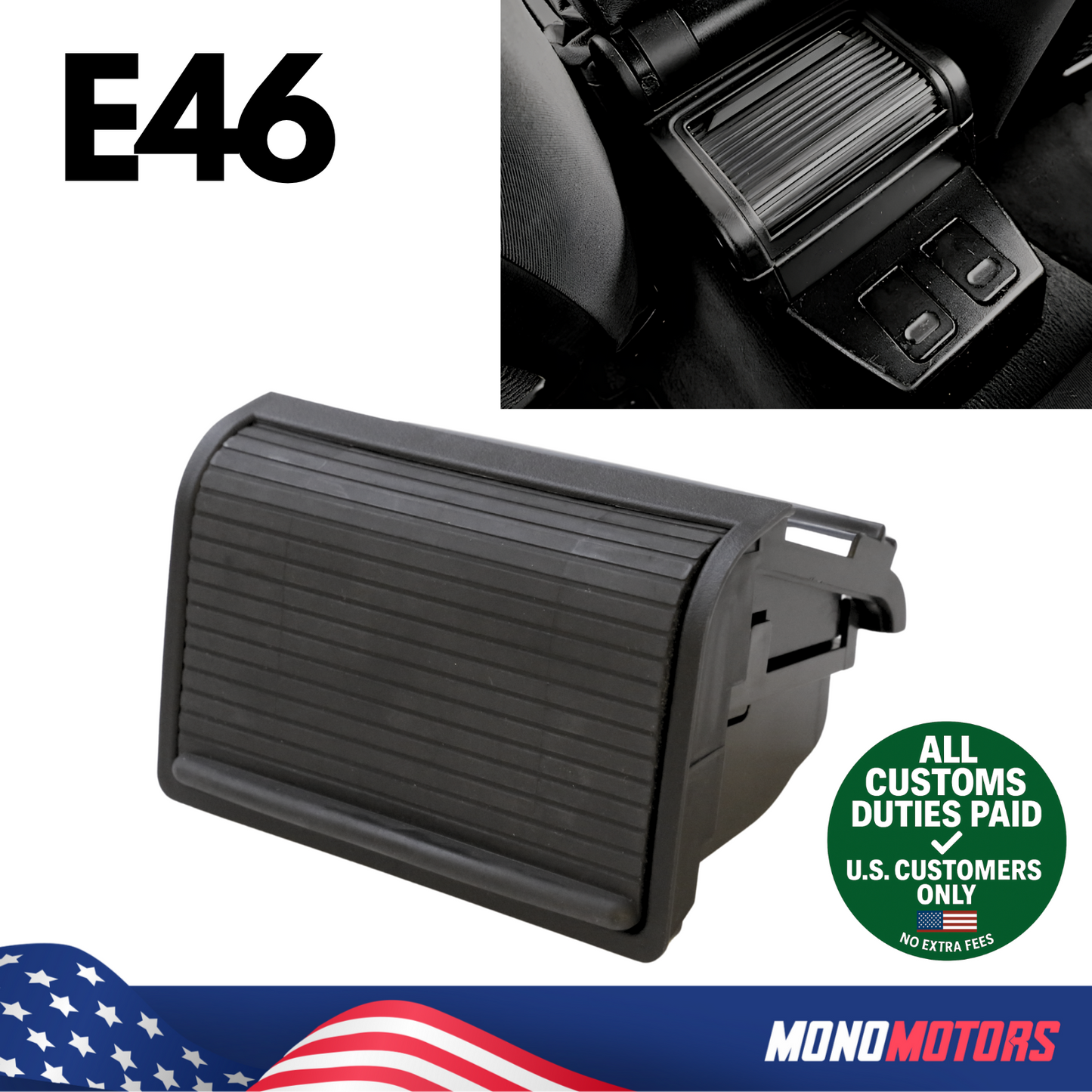 Rear Ashtray Sliding Cover Curtain Roller Shutter for BMW E46 51168225988