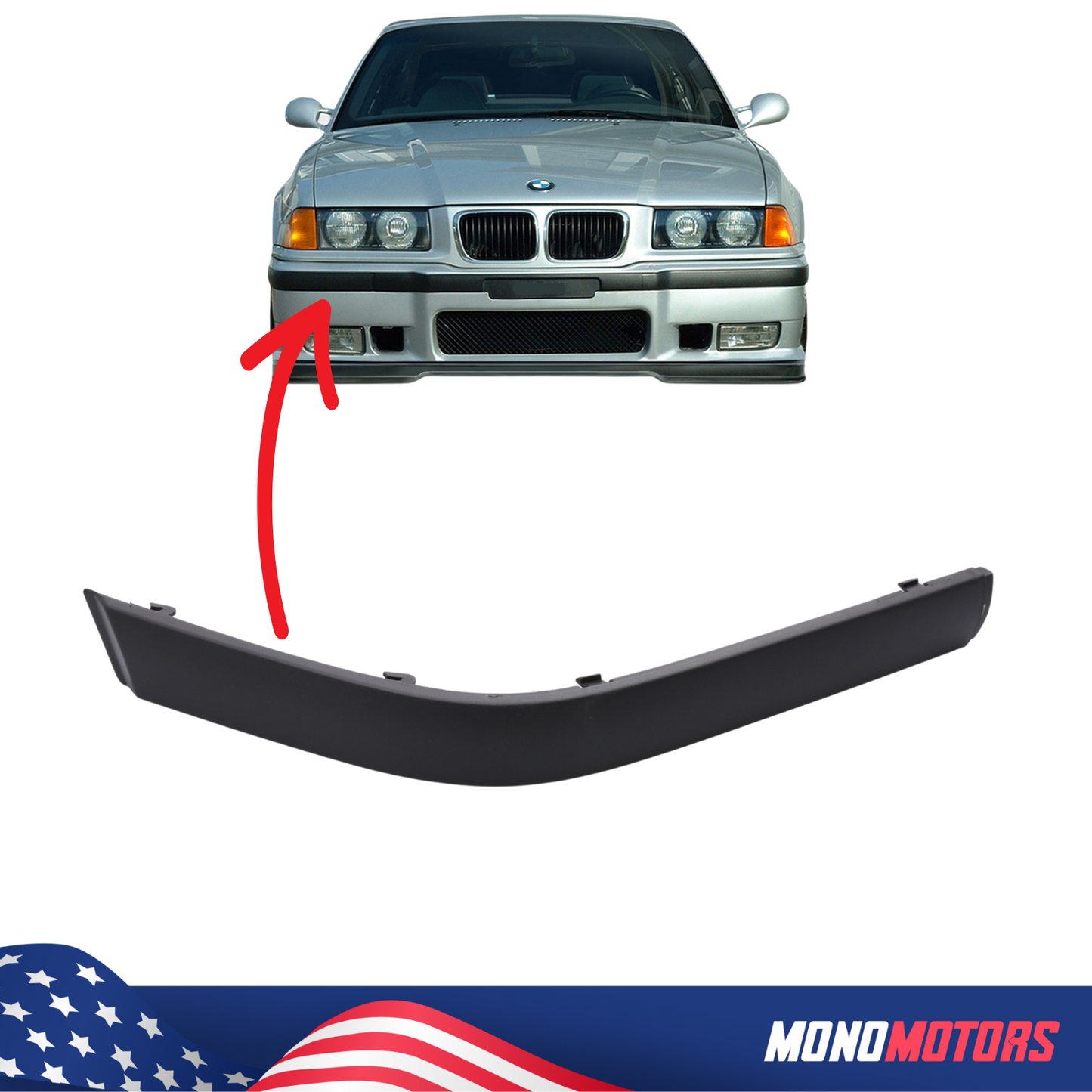 Front Bumper Right Trim BMW E36 1990-99 3 Series M M3 M-tech Front Rubber Strip