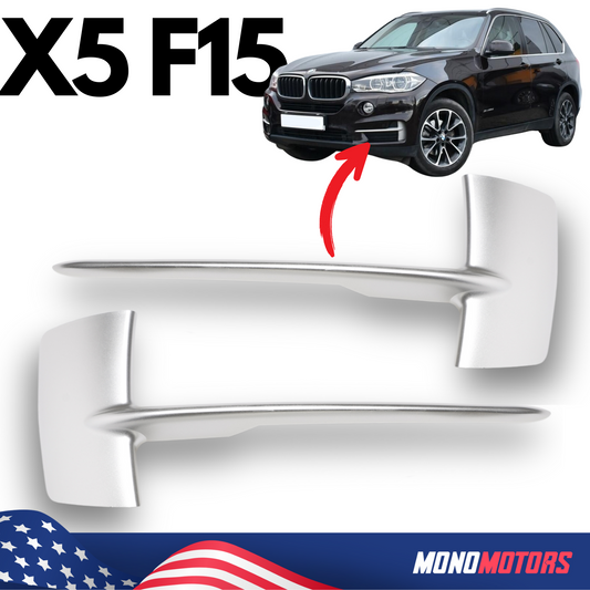 BMW X5 F15 Silver Painted Front Bumper Grille Molding Trim Pair L + R