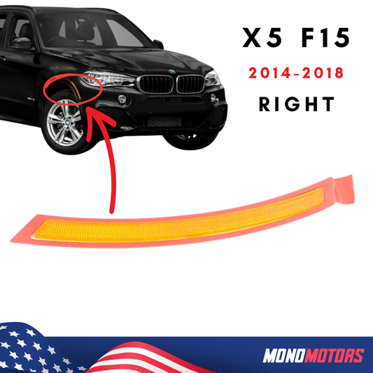 Right Bumper Reflector for BMW X5 F15 F85 2014-2018 USA Type Yellow Reflector
