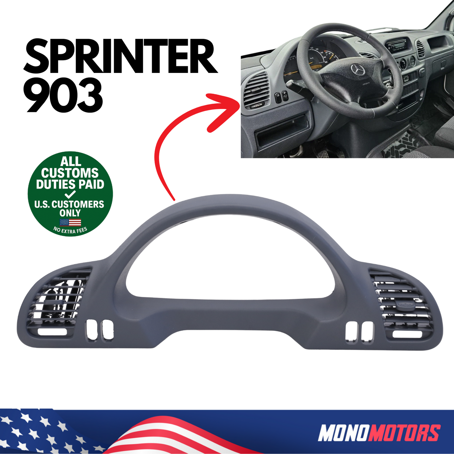 Instrument Cluster Trim Mercedes-benz Sprinter 903 OEM A9016801439