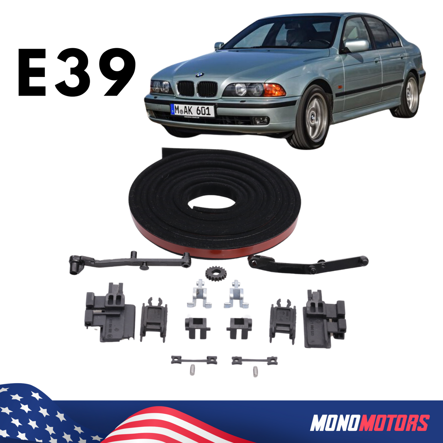 Sunroof Parts for BMW 5 Series E39 Sunroof Repair Kit W/gear and Seal Rubber