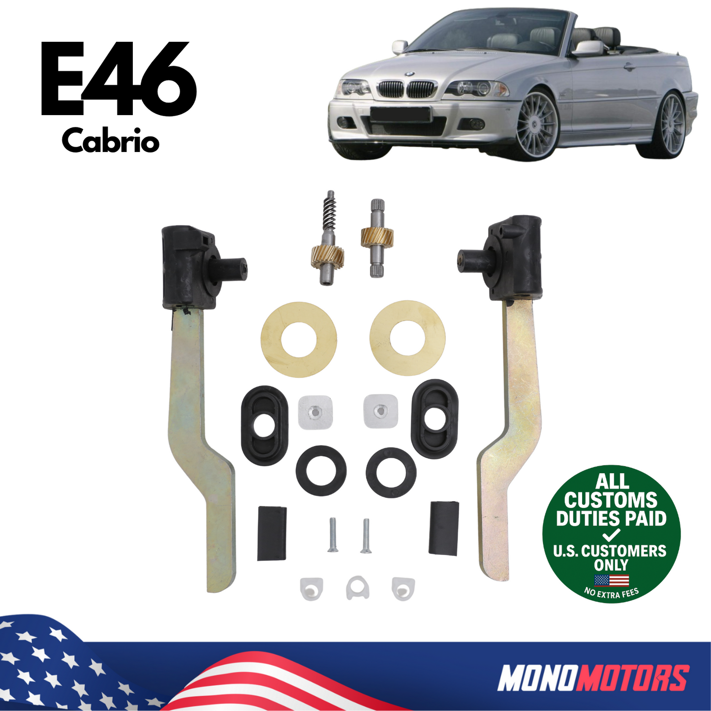 Sunroof Roof Lock Motor Repair Kit for BMW E46 Cabrio 67618370816 54347031361