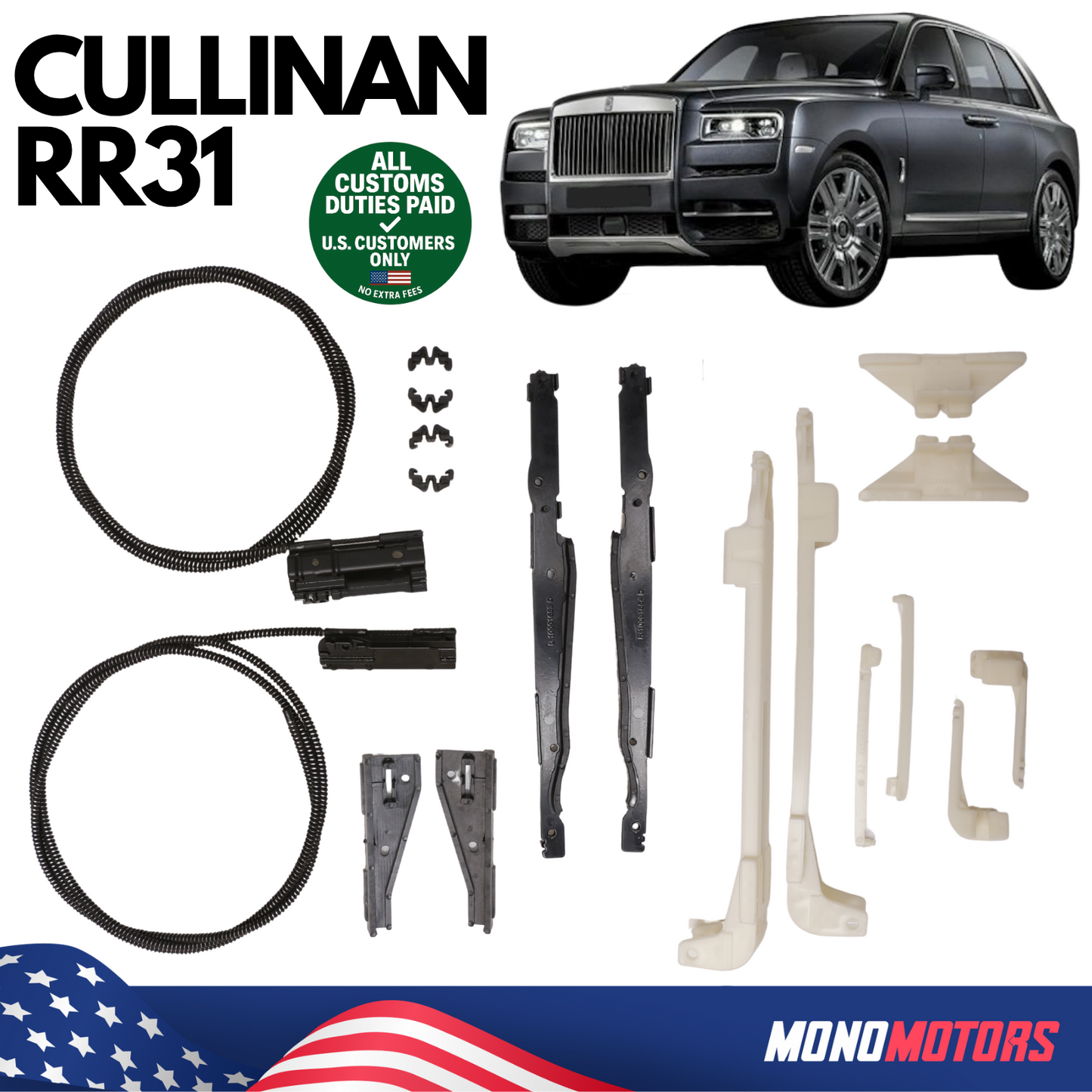 Sunroof Repair Kit Panoramic Style for Cullinan Rr31 18pcs Cable Slider Set