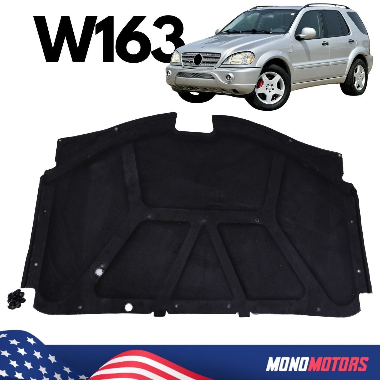 Hood Liner Panel for Mercedes-benz W163 M-class Insulation Pad Silencer W/clips