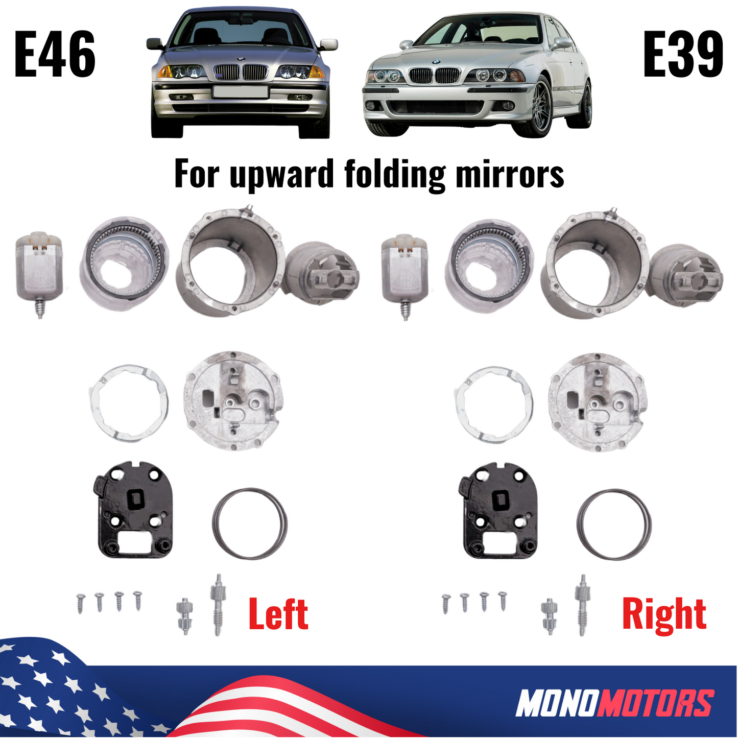 Folding Side Oval Mirror Repair Kit for BMW E46 BMW E39 Motor Left Right Full