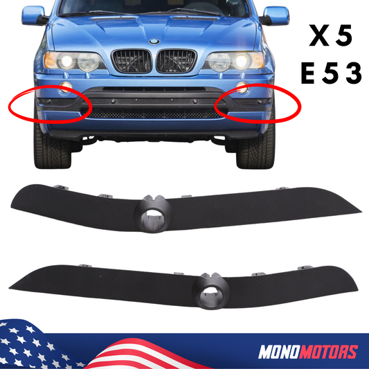 Front Bumper Strips for BMW X5 X53 2000 2001 2002 2003 W/pdc Holes L + R 2pcs