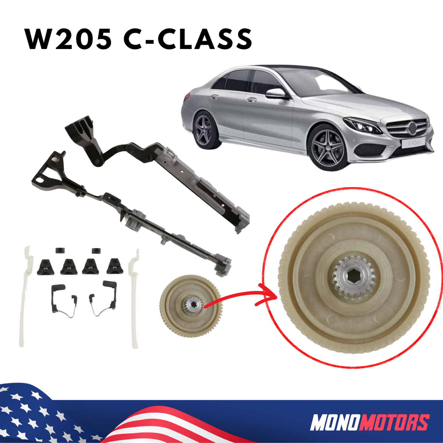 Sunroof Bracket for Mercedes W205 C-CLASS C160 C180 Gears W/clips