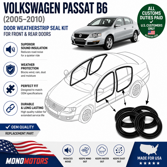 Velvet Door Seal Set for VW Passat B6 2005-2010 4pcs Rubber