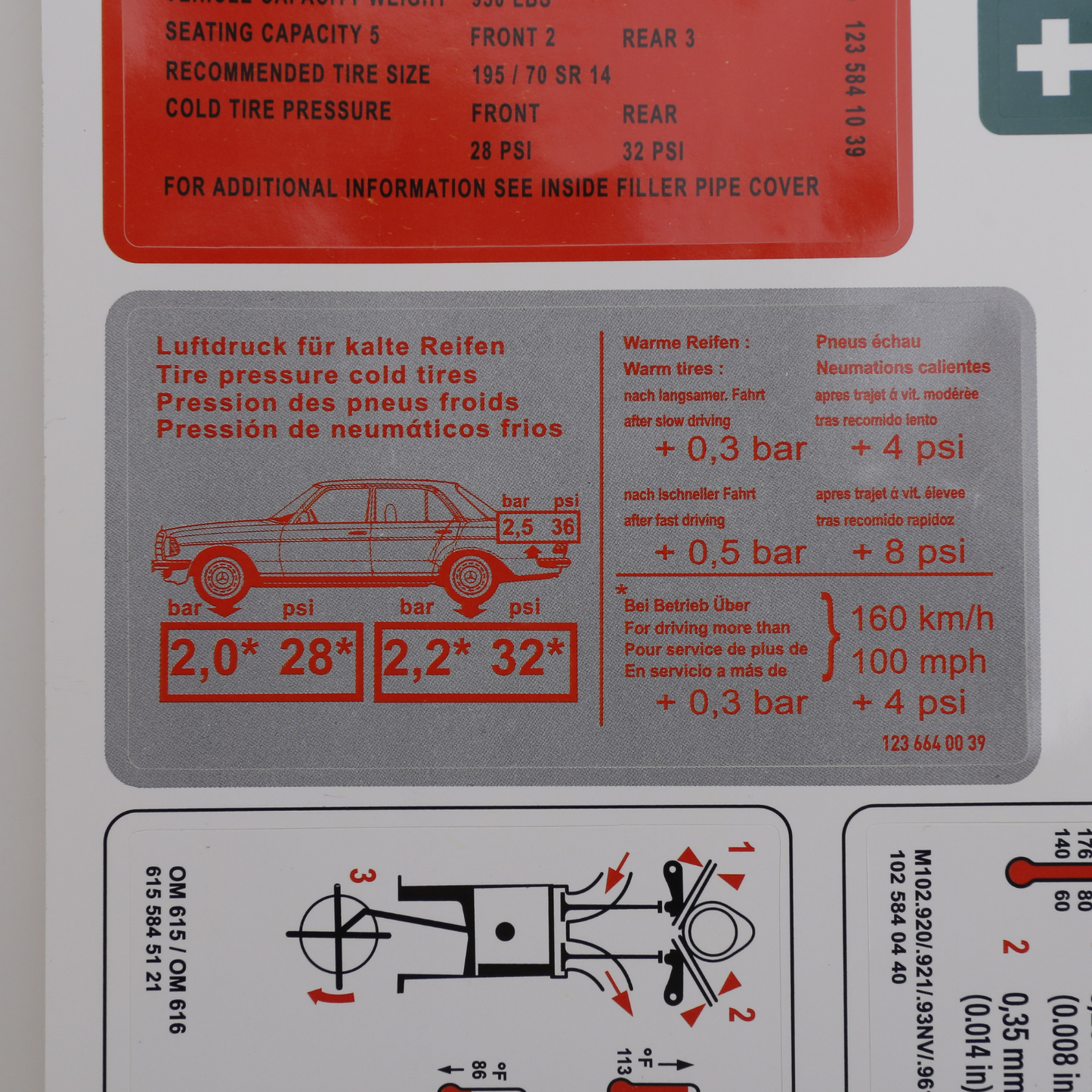 Stickers Decals Set Best Quality for Mercedes W123