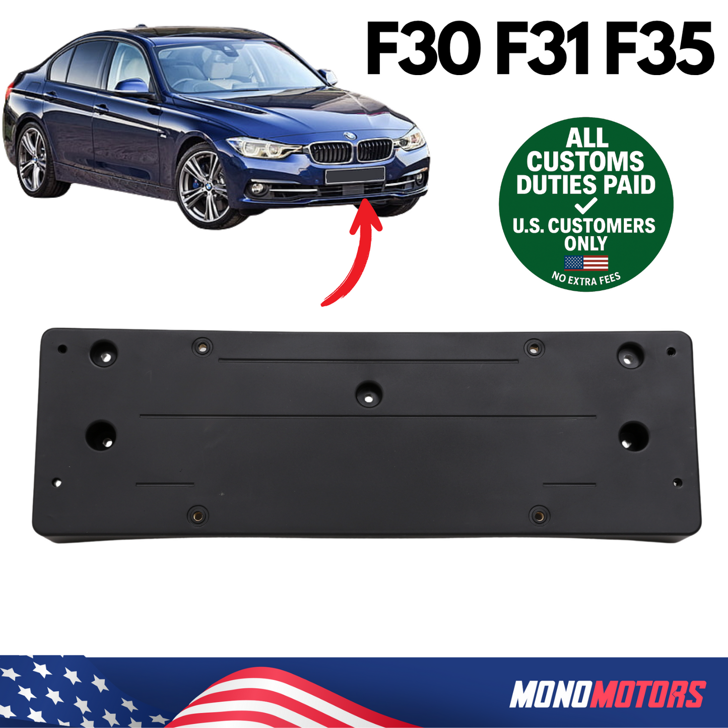 License Plate Holder Bracket Front for BMW F30 F31 F35 2012–2019 51118054158