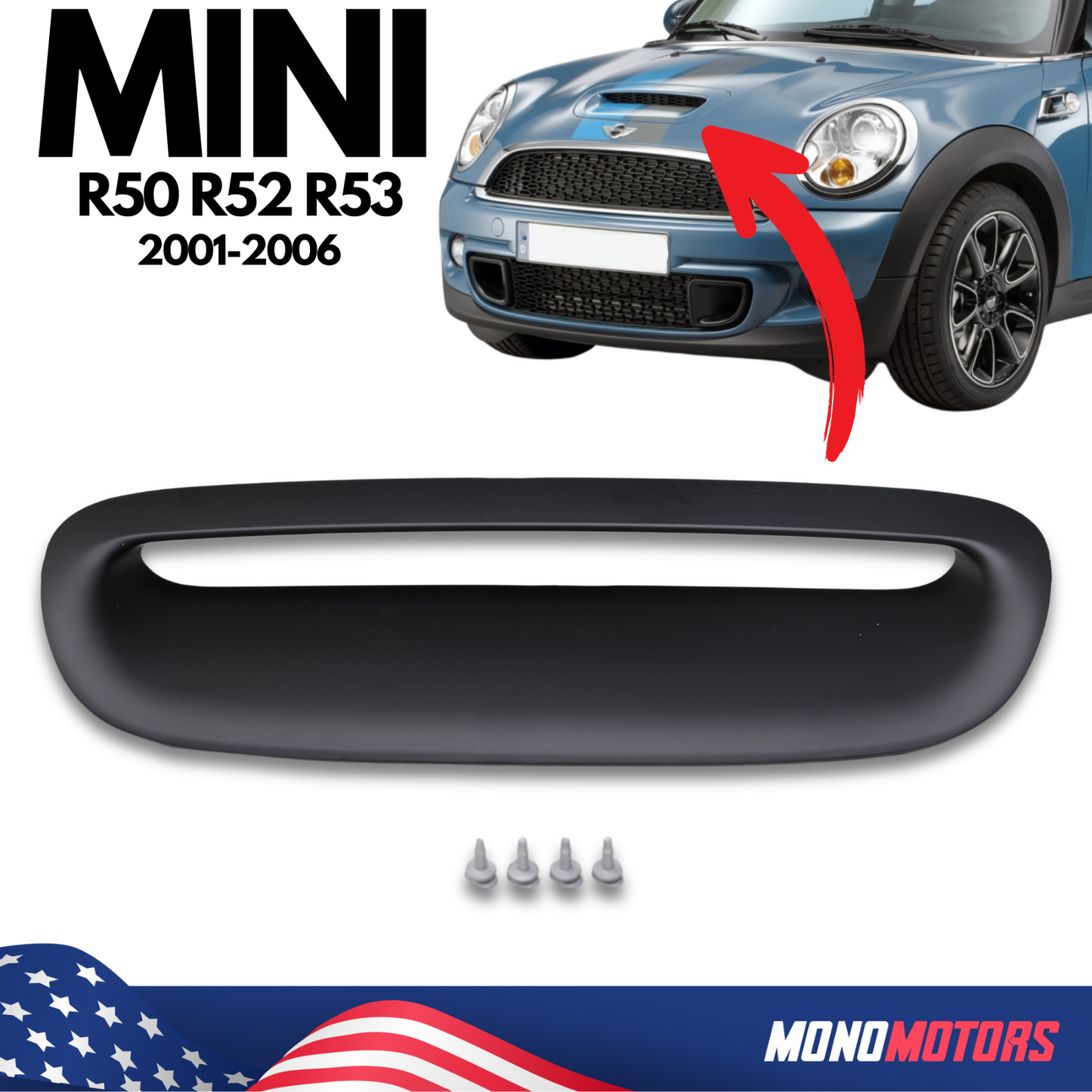 Hood Air Duct Vent Housing for Mini Cooper S R50 R52 R53 2001-06 Hood Scoop Vent